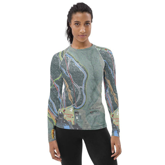 Ski Butternut, Massachusetts Ski Trail Map Women's Base Layer Top - Powderaddicts