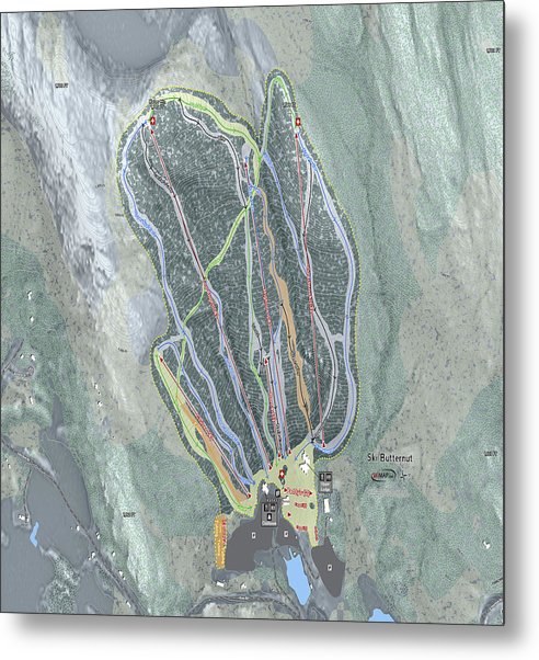 Ski Butternut Ski Trail Map - Metal Print - Powderaddicts