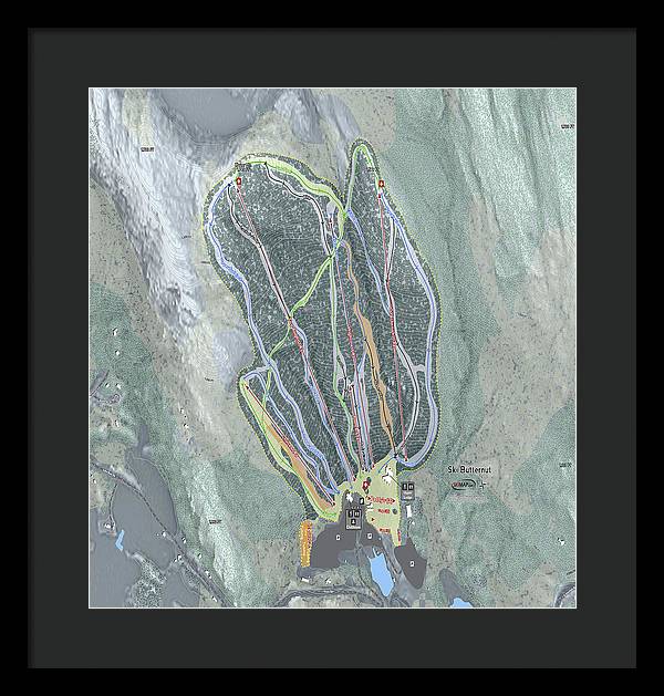 Ski Butternut Ski Trail Map - Framed Print - Powderaddicts