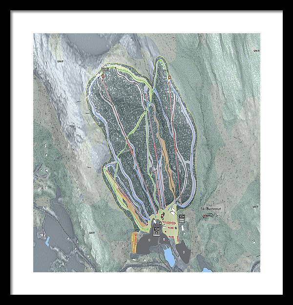 Ski Butternut Ski Trail Map - Framed Print - Powderaddicts