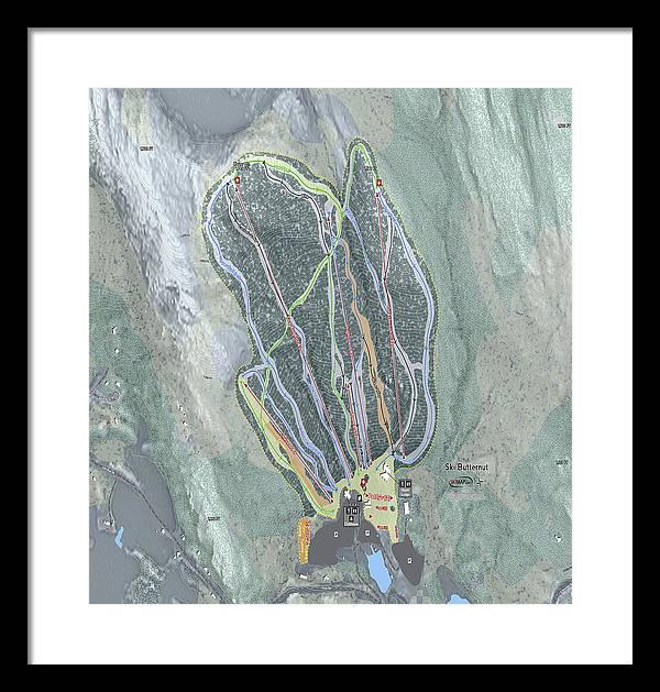 Ski Butternut Ski Trail Map - Framed Print - Powderaddicts