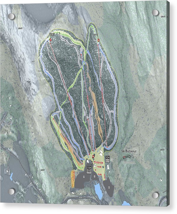 Ski Butternut Ski Trail Map - Acrylic Print - Powderaddicts