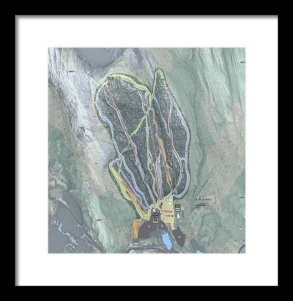 Ski Butternut Ski Trail Map - Framed Print - Powderaddicts