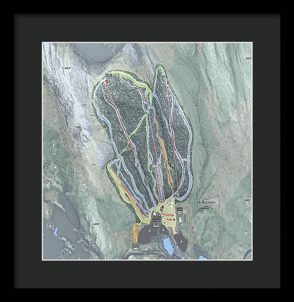 Ski Butternut Ski Trail Map - Framed Print - Powderaddicts