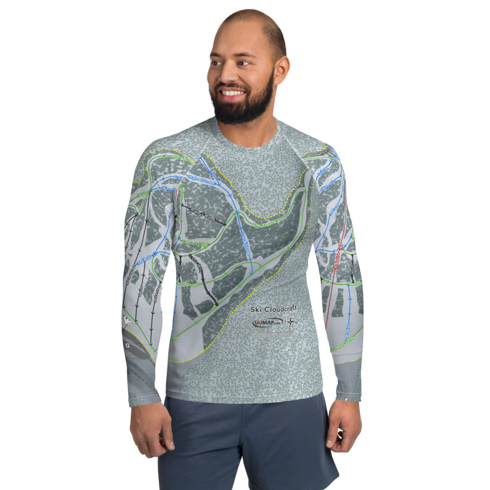 Ski Cloudcroft, New Mexico Ski Trail Map Men's Base Layer Top - Powderaddicts