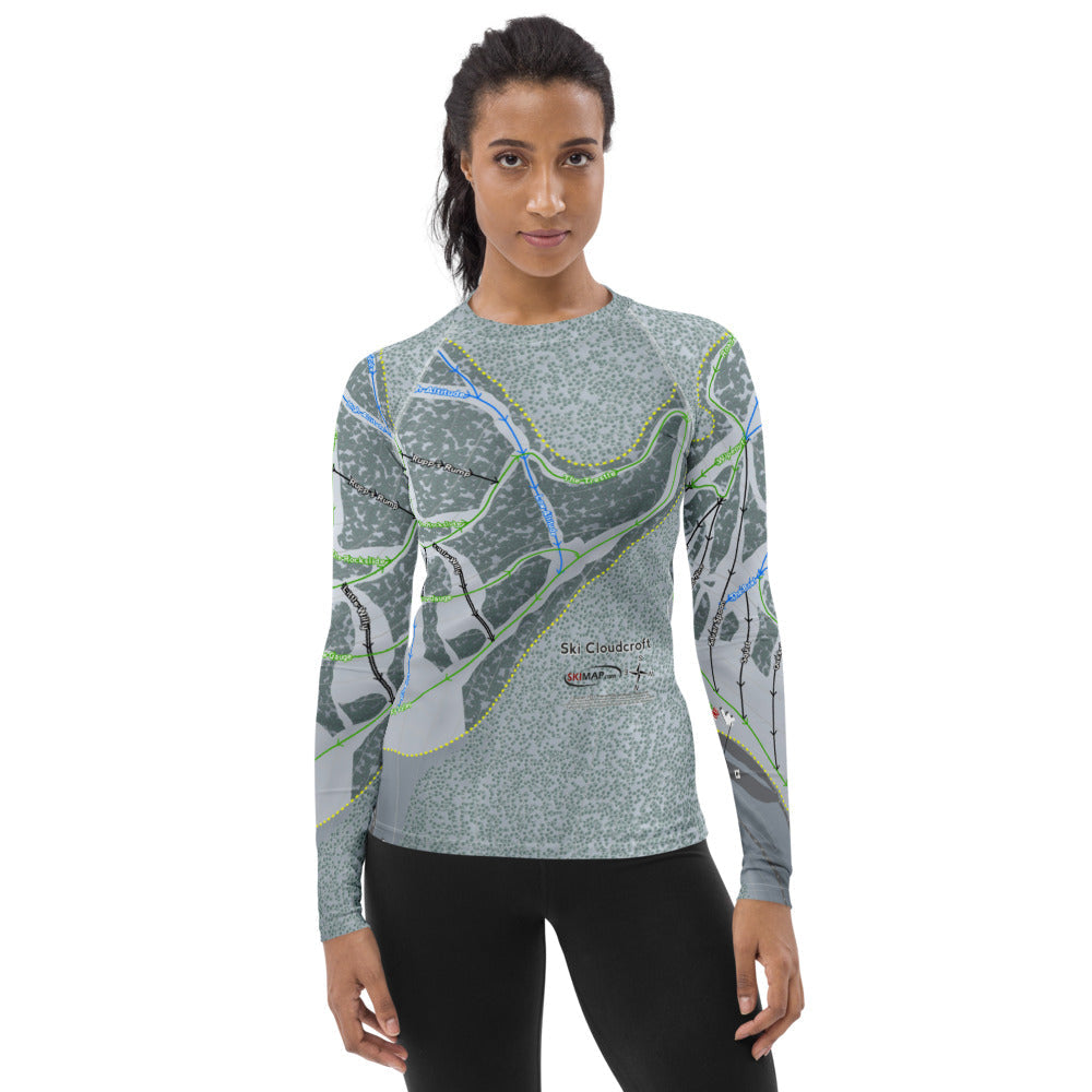 Ski Cloudcroft, New Mexico Ski Trail Map Women's Base Layer Top