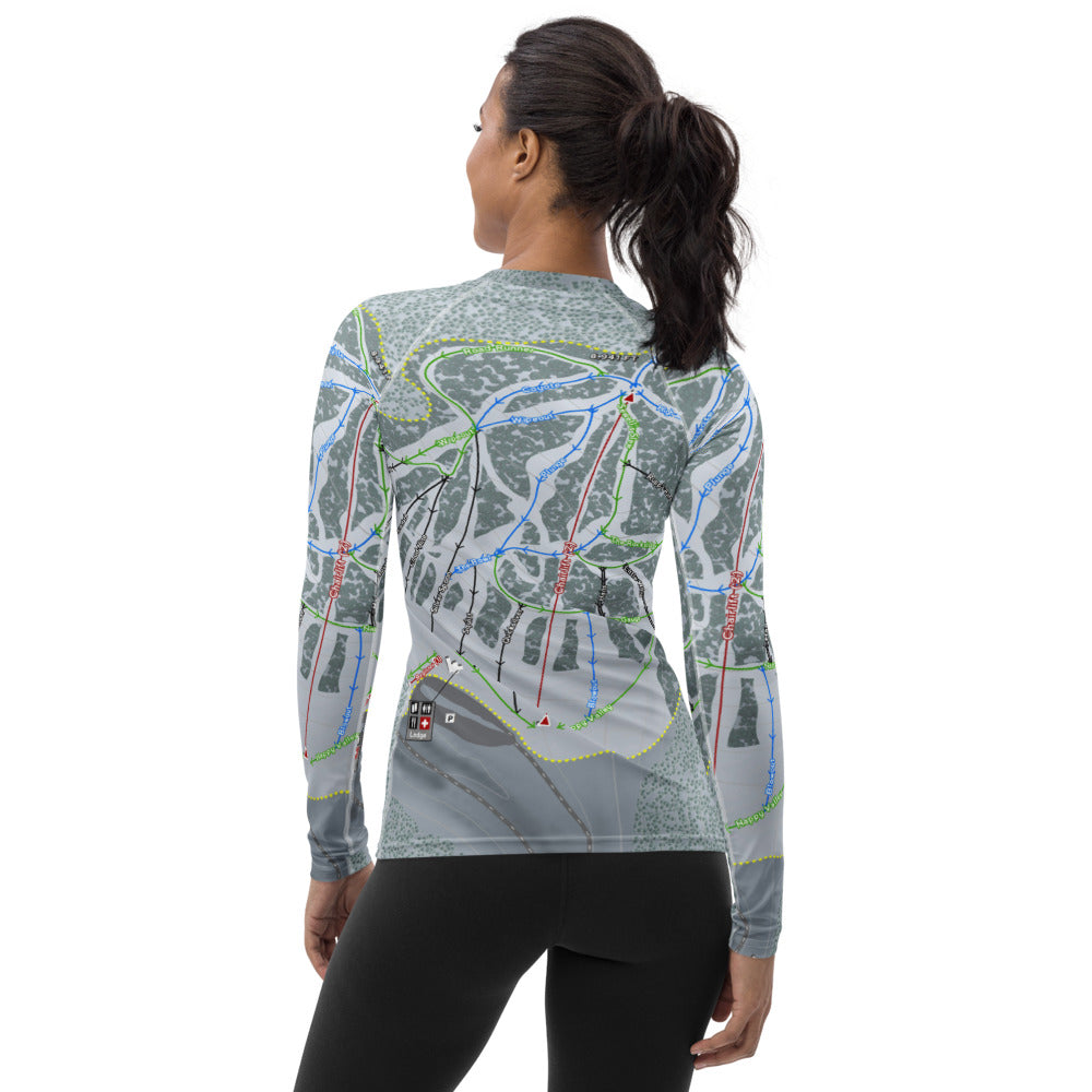 Ski Cloudcroft, New Mexico Ski Trail Map Women&#39;s Base Layer Top - Powderaddicts