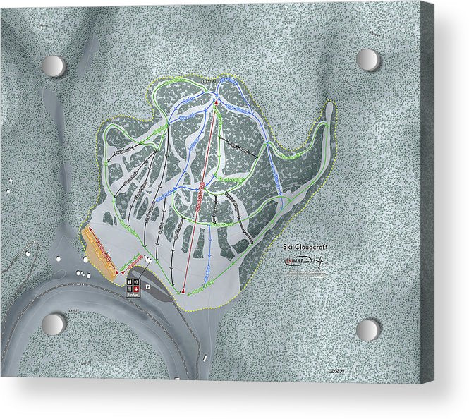 Ski Cloudcroft Ski Trail Map - Acrylic Print - Powderaddicts
