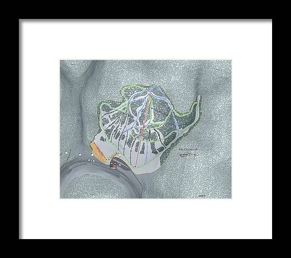 Ski Cloudcroft Ski Trail Map - Framed Print - Powderaddicts