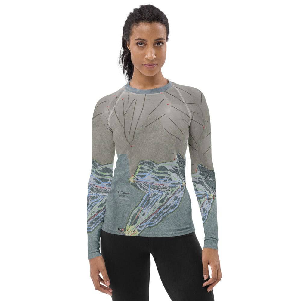 Ski Cooper, Colorado Ski Trail Map Women's Base Layer Top - Powderaddicts