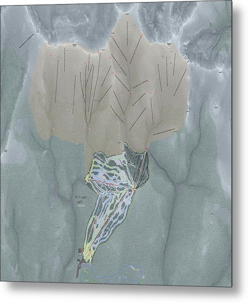 Ski Cooper Ski Trail Map - Metal Print - Powderaddicts