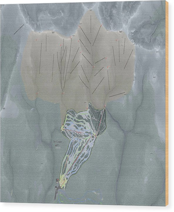 Ski Cooper Ski Trail Map - Wood Print - Powderaddicts