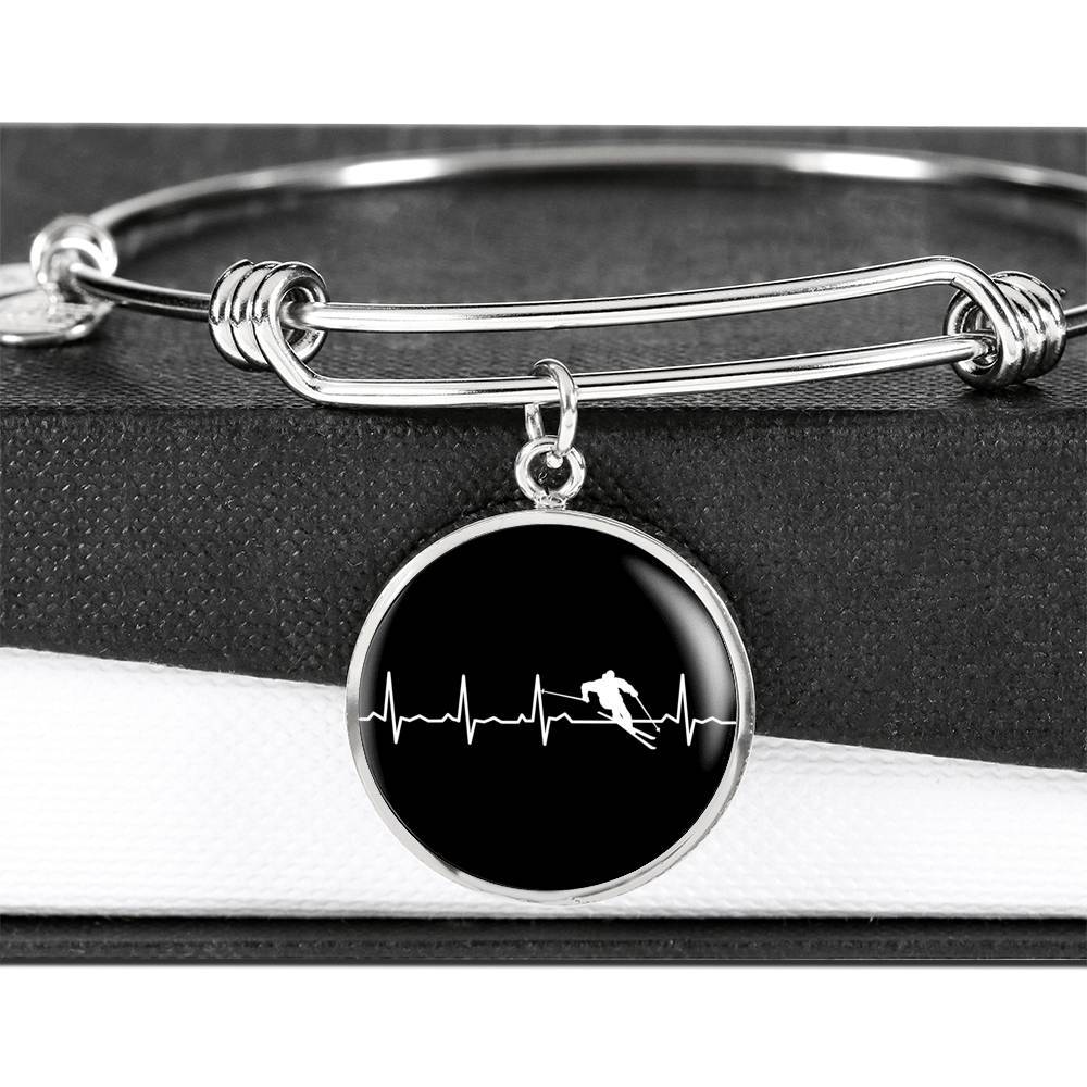 Ski Is My Heartbeat Circle Pendant and Bangle - Powderaddicts