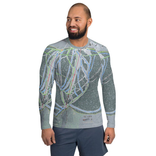 Ski Land, Alaska Ski Trail Map Men's Base Layer Top - Powderaddicts