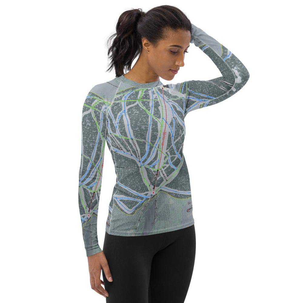 Ski Land, Alaska Ski Trail Map Women&#39;s Base Layer Top - Powderaddicts