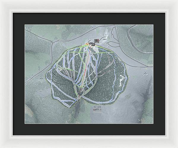 Ski Land Ski Trail Map - Framed Print - Powderaddicts