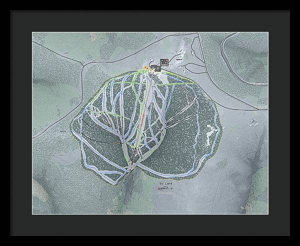 Ski Land Ski Trail Map - Framed Print - Powderaddicts