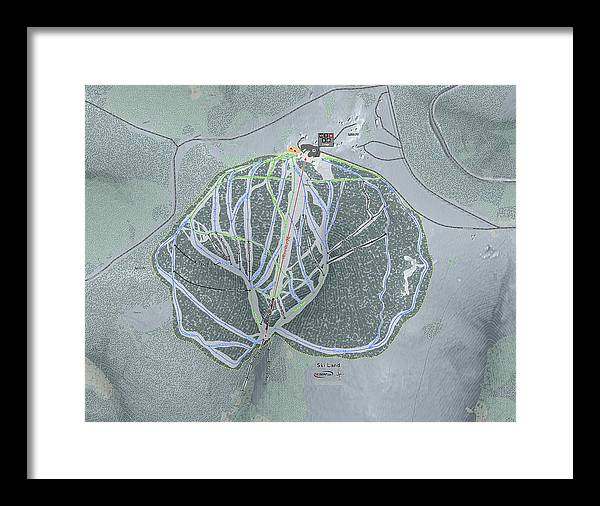 Ski Land Ski Trail Map - Framed Print - Powderaddicts