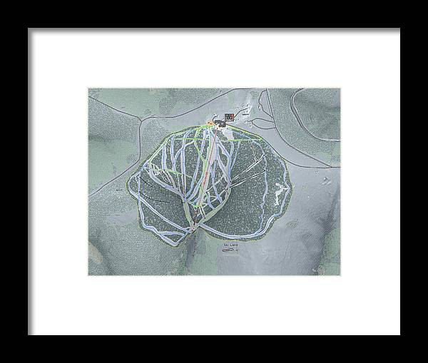 Ski Land Ski Trail Map - Framed Print - Powderaddicts