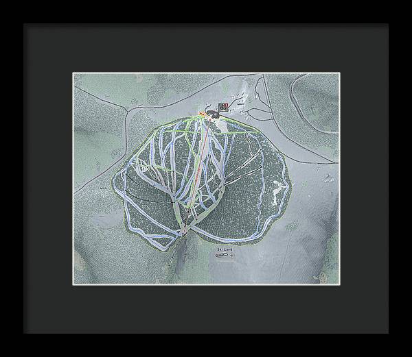 Ski Land Ski Trail Map - Framed Print - Powderaddicts