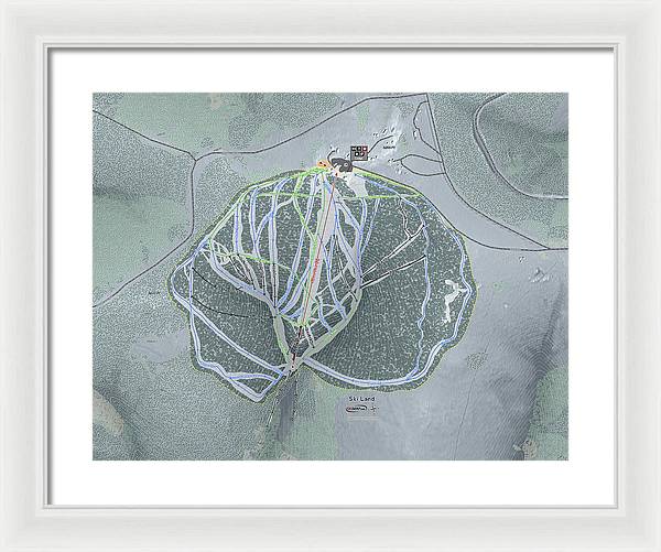 Ski Land Ski Trail Map - Framed Print - Powderaddicts