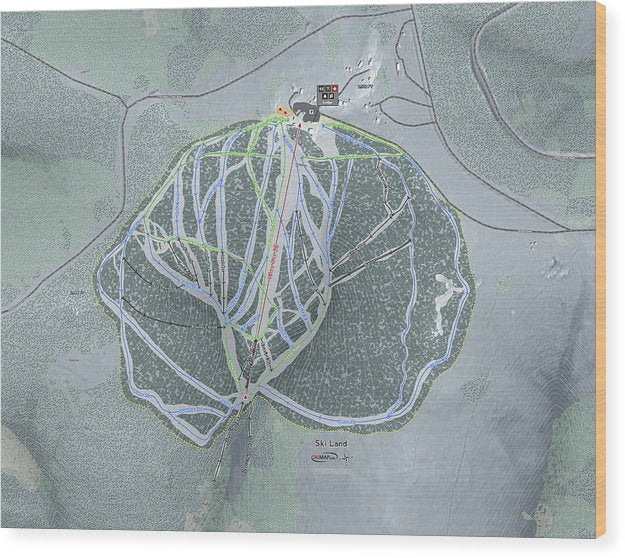 Ski Land Ski Trail Map - Wood Print - Powderaddicts