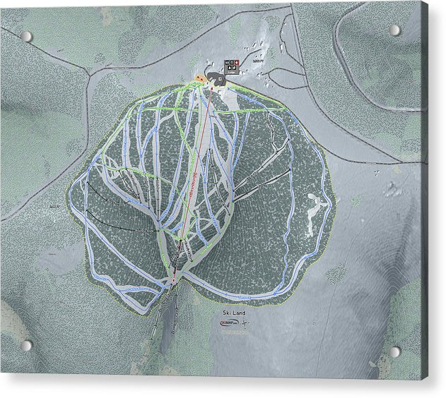 Ski Land Ski Trail Map - Acrylic Print - Powderaddicts
