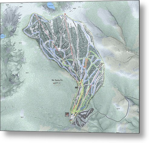 Ski Santa Fe Ski Trail Map - Metal Print - Powderaddicts