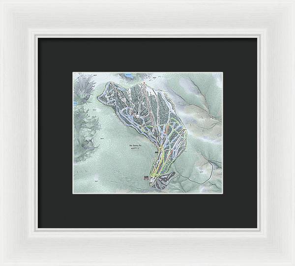 Ski Santa Fe Ski Trail Map - Framed Print - Powderaddicts