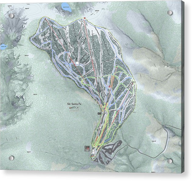 Ski Santa Fe Ski Trail Map - Acrylic Print - Powderaddicts