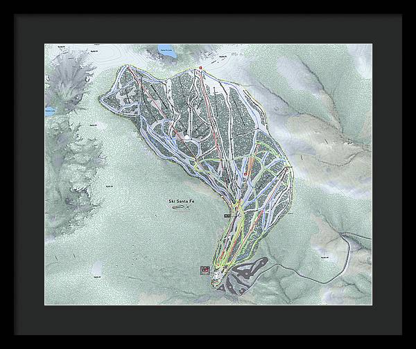 Ski Santa Fe Ski Trail Map - Framed Print - Powderaddicts