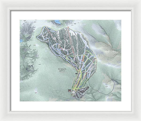 Ski Santa Fe Ski Trail Map - Framed Print - Powderaddicts