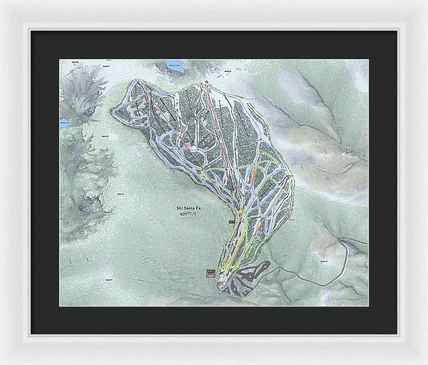 Ski Santa Fe Ski Trail Map - Framed Print - Powderaddicts