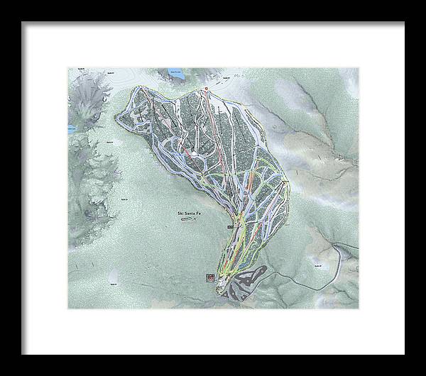 Ski Santa Fe Ski Trail Map - Framed Print - Powderaddicts