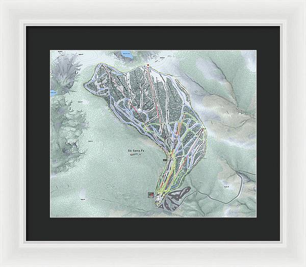 Ski Santa Fe Ski Trail Map - Framed Print - Powderaddicts