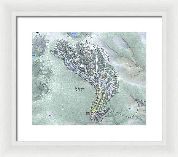 Ski Santa Fe Ski Trail Map - Framed Print - Powderaddicts