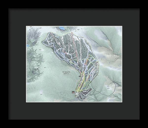 Ski Santa Fe Ski Trail Map - Framed Print - Powderaddicts