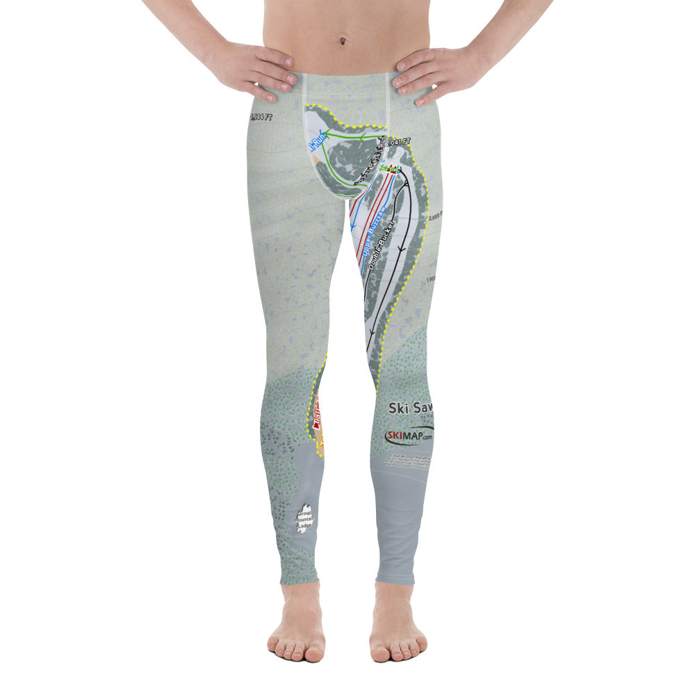 Ski Sawmill, Pennsylvania Ski Trail Map Men's Base Layer Bottom - Powderaddicts