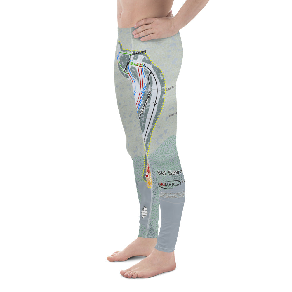 Ski Sawmill, Pennsylvania Ski Trail Map Men's Base Layer Bottom - Powderaddicts