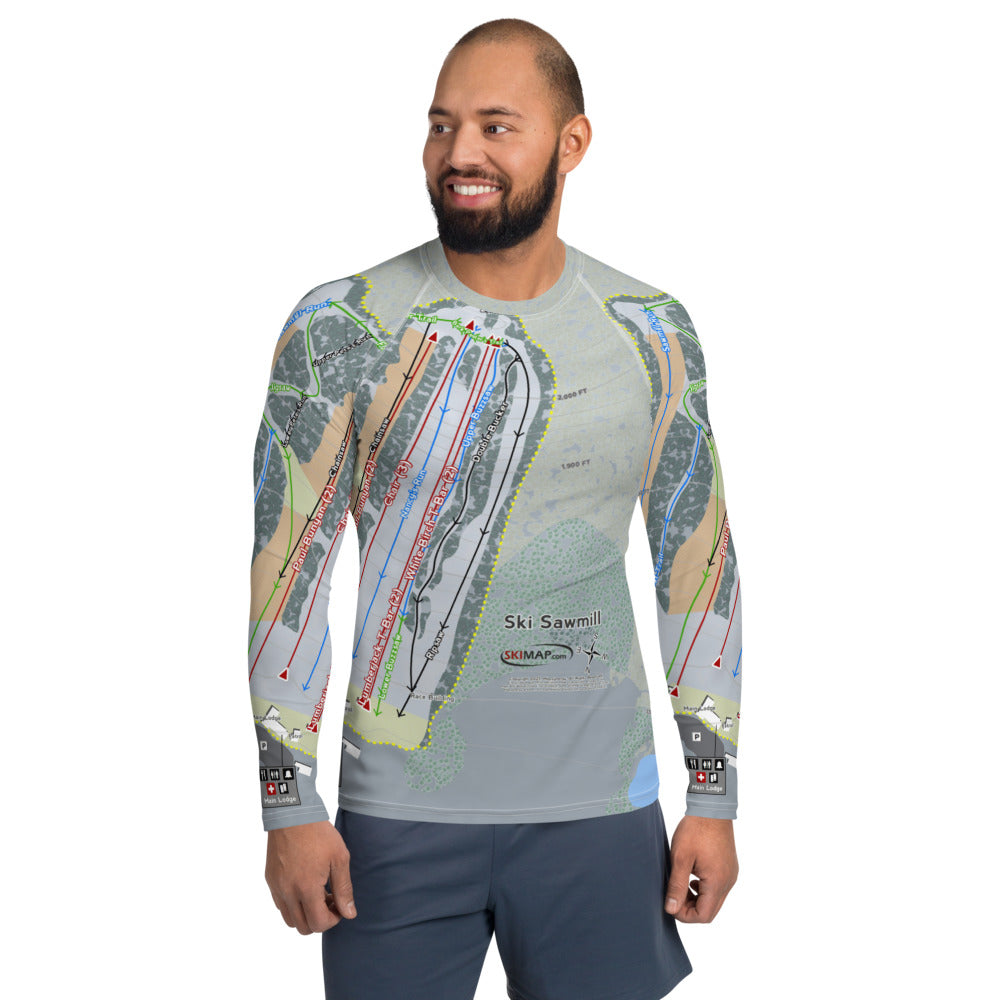 Ski Sawmill, Pennsylvania Ski Trail Map Men's Base Layer Top