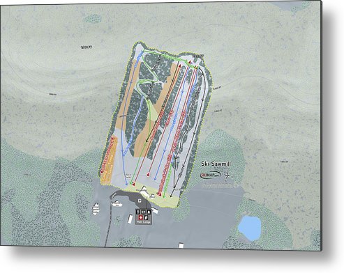 Ski Sawmill Ski Trail Map - Metal Print - Powderaddicts