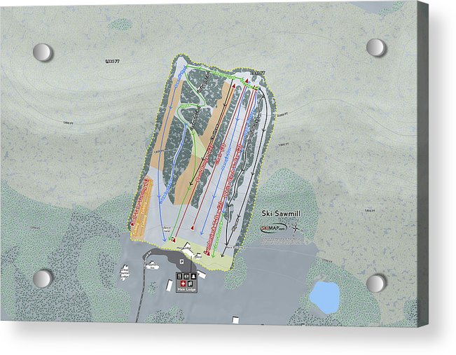 Ski Sawmill Ski Trail Map - Acrylic Print - Powderaddicts