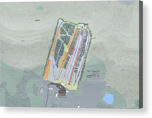 Ski Sawmill Ski Trail Map - Acrylic Print - Powderaddicts