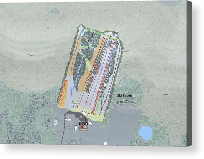 Ski Sawmill Ski Trail Map - Acrylic Print - Powderaddicts