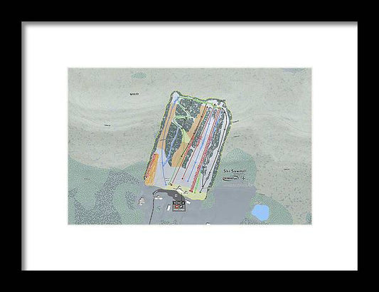 Ski Sawmill Ski Trail Map - Framed Print - Powderaddicts