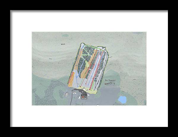 Ski Sawmill Ski Trail Map - Framed Print - Powderaddicts