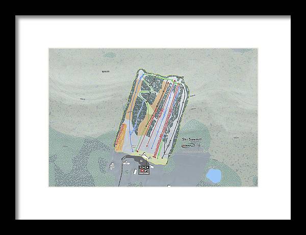 Ski Sawmill Ski Trail Map - Framed Print - Powderaddicts