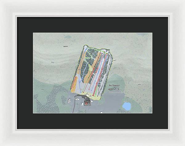 Ski Sawmill Ski Trail Map - Framed Print - Powderaddicts