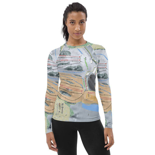 Ski Snowstar, Illinois Ski Trail Map Women's Base Layer Top - Powderaddicts