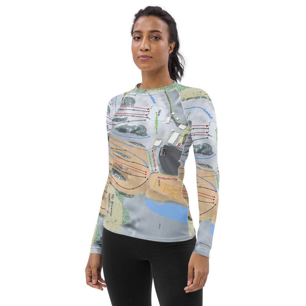 Ski Snowstar, Illinois Ski Trail Map Women's Base Layer Top - Powderaddicts